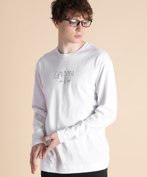ワンピなど最旬ア Lanvin Bleu En En Bleu ランバンオンブルー のファッション Lanvin En ロングtee Tシャツ カットソー Lanvin Bleuハンドドローイングロゴ