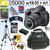Nikon D5000 12.3 MP DX Digital SLR Camera with 18-55mm f/3.5-5.6G AF-S DX VR Nikkor Zoom Lens + 8GB Deluxe Accessory Kit