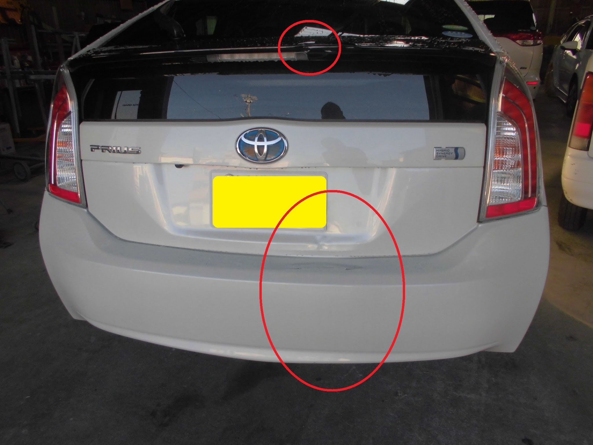 トヨタ プリウス 後ろ廻り修理 修理 施工実例 浜松 磐田 車の板金塗装 キズ 凹み修理のグランドオート