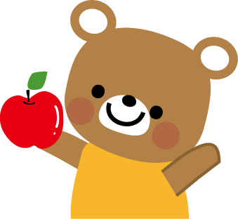 クマとリンゴのイラスト 無料イラスト