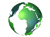 Animation of green spinning Earth with clear oceans