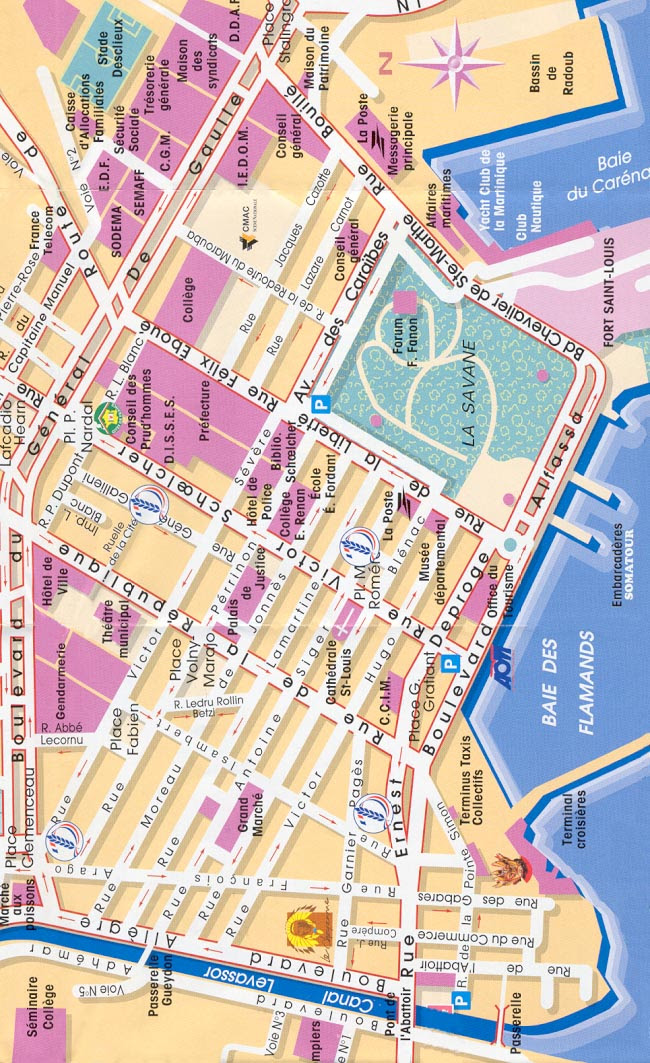 carte de france. Fort de France plan plano map