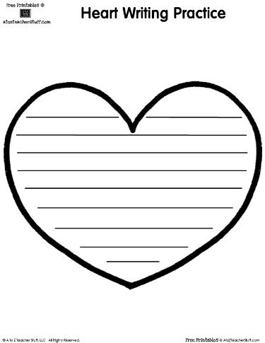 Download and print these heart template files in small, medium or large sizes. heart shaped printable writing page a to z teacher stuff printable