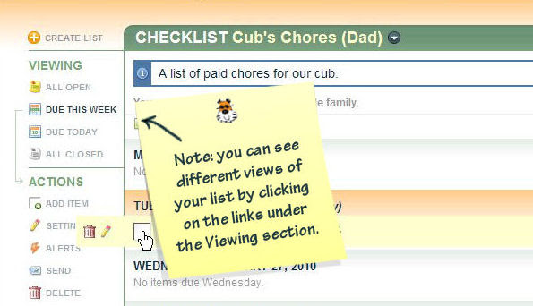 Changing the Chore Chart View