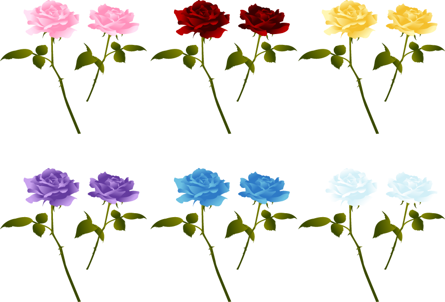 フリーイラスト 6色のバラの花のセットでアハ体験 Gahag 著作権フリー写真 イラスト素材集