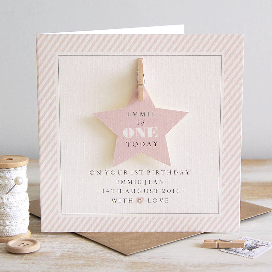 personalised star first birthday card by button box cards ...