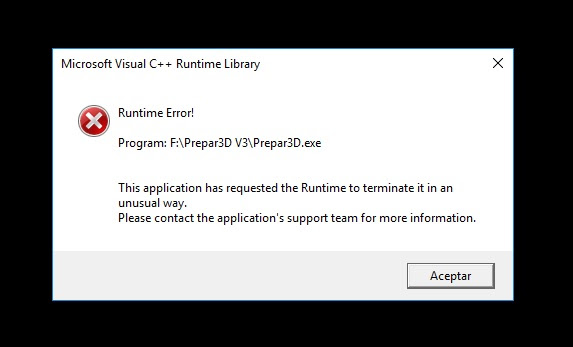 Visual C Runtime Error Prepar3d Forums