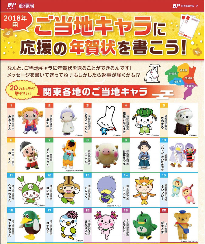 ご当地キャラに年賀状が出せますよ キャラクター専門家