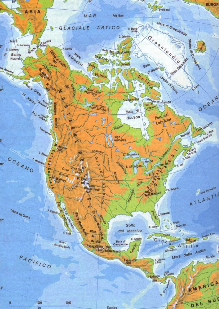 Cartina Geografica America Settentrionale