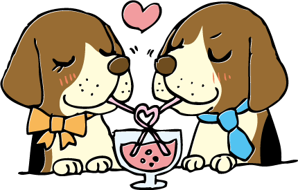 犬のカップルのイラスト かわいいフリー素材が無料のイラストレイン