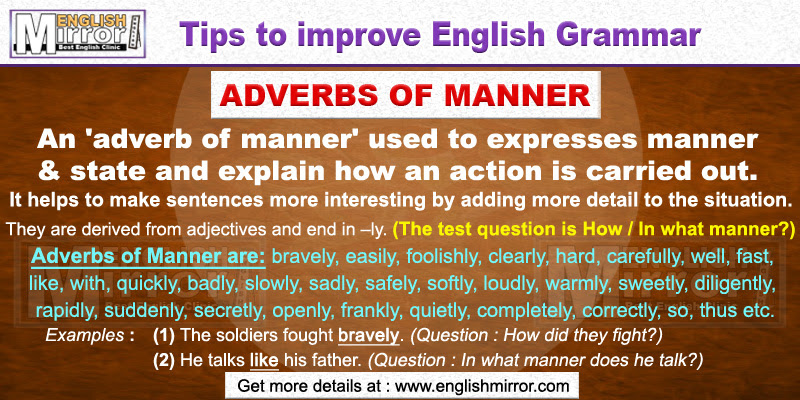 Adverbs Of Manner A Word Used To Explain How An Action Is Carried Out English Mirror