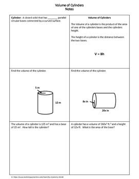 geometry worksheet volume of cylinders by my geometry world tpt