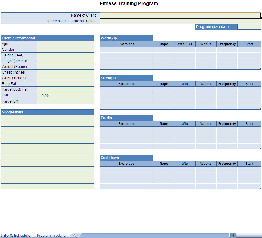 Fitness Tracker Excel Template