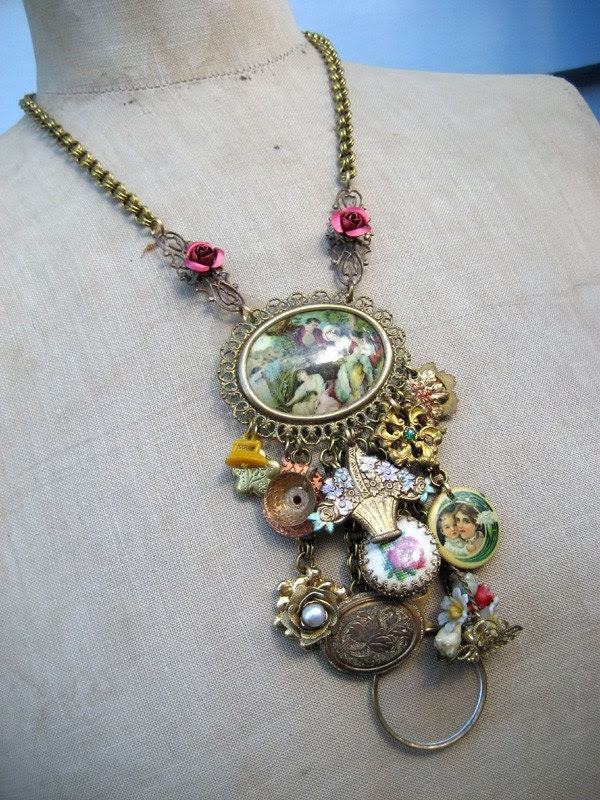 Pretty Woman - A Vintage Charm Necklace Assemblage RESERVED FOR LIZA