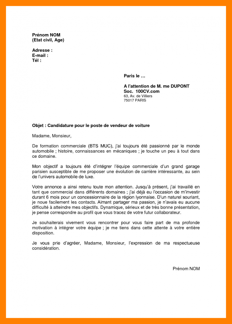 Lettre motivation commis de cuisine sans experience 