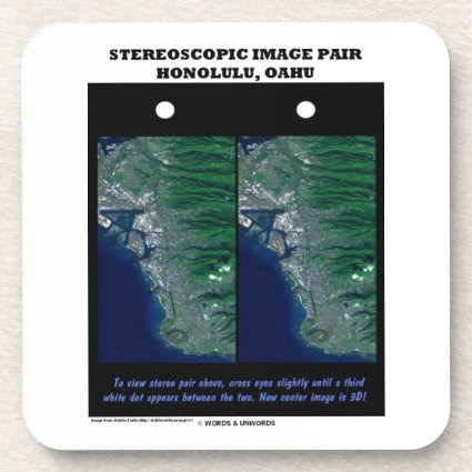 3-D Stereoscopic Image Pair Honolulu, Oahu Drink Coasters