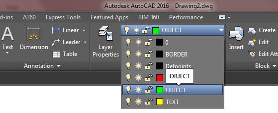 Layer Tool Panel in AutoCAD 2010 Layer Tool Panel in AutoCAD 2010