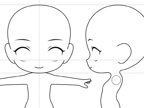 六角大王 モデリング ねんどろいど風二頭身キャラクター 三面図成らぬ二面図
