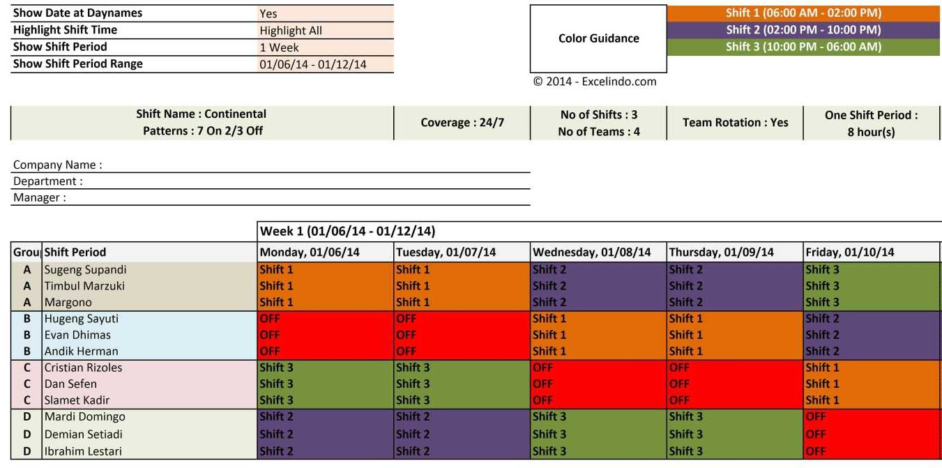 24 7 Shift Schedule Template - planner template free