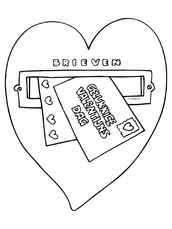 Kleurplaat Valentijnsdag - brief - post - Kleurplaten.nl