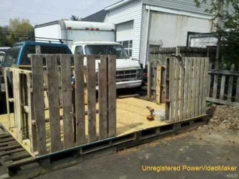 My First Home Made Pallet Shed - YouTube