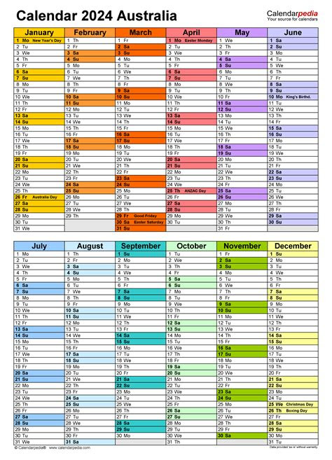  australia calendar 2024 free printable word templates