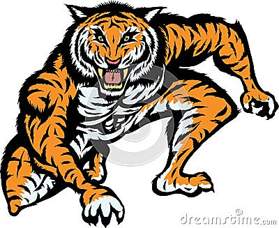 Un tigre attaque un homme sur un lphant -