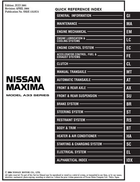 Download 2002 Nissan Maxima Service Manual
