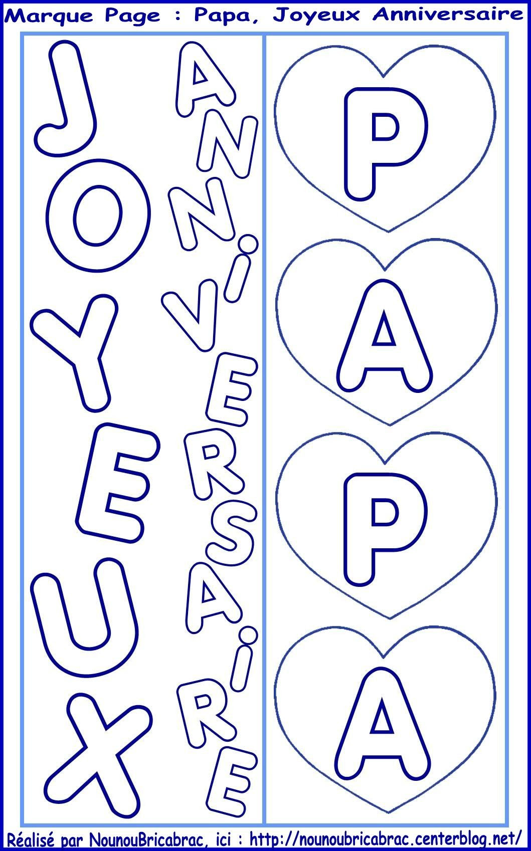 Marque Page Joyeux Anniversaire Papa A Decorer