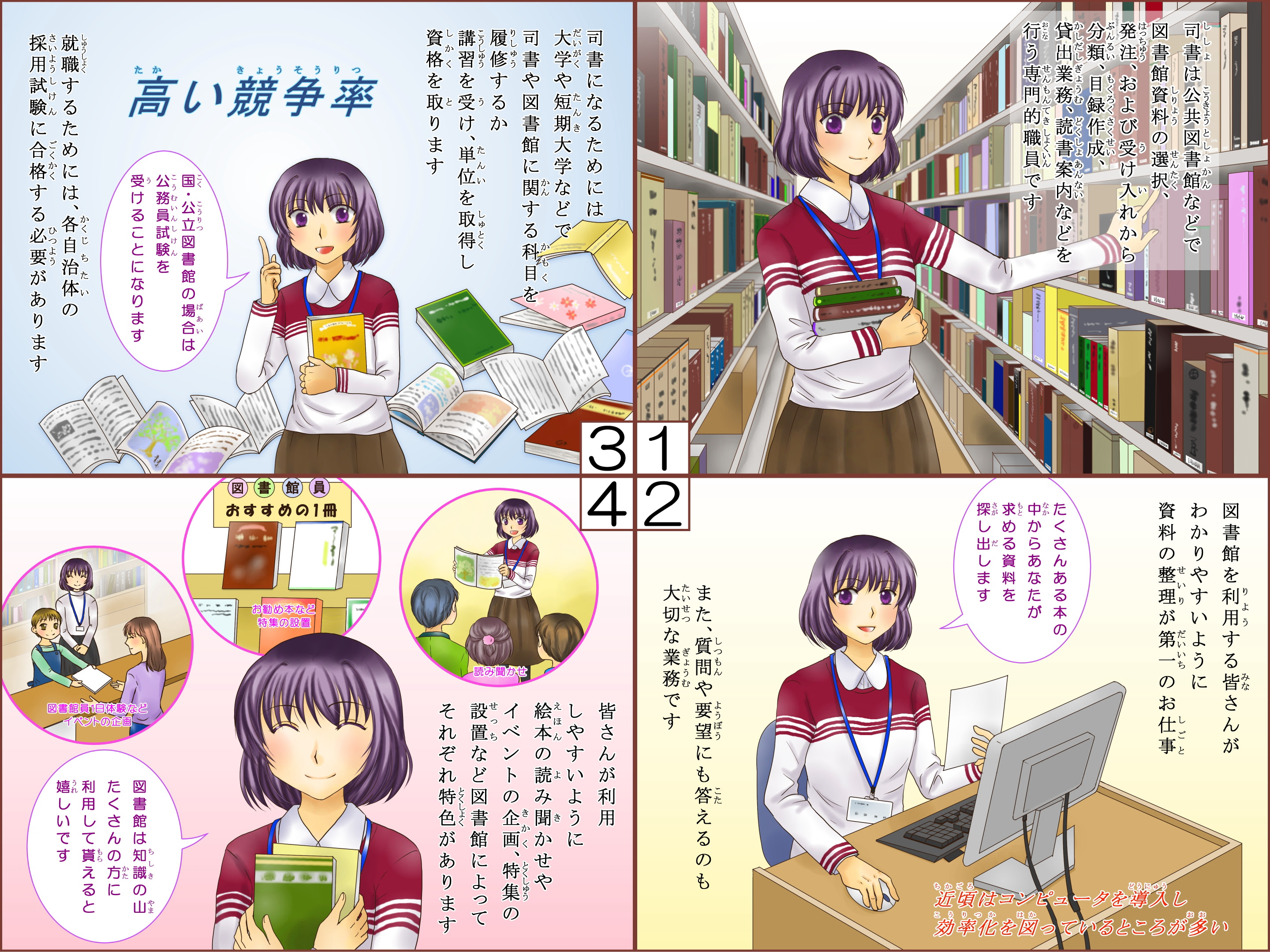 図書館司書 Library Librarian 女の子に人気 さくら Sakura あこがれの職業紹介