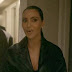  Kim Kardashian wearing Alaia Corset Elastic Belt and Alaia Cropped Wrap Leather Jacket for American Horror Story 12X08 Little Gold Man