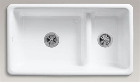 A broken sink can disrupt the flow of the kitchen, getting in the way of food prep. KOHLER K-6625-0 Iron/Tones Smart Divide Self-Rimming or