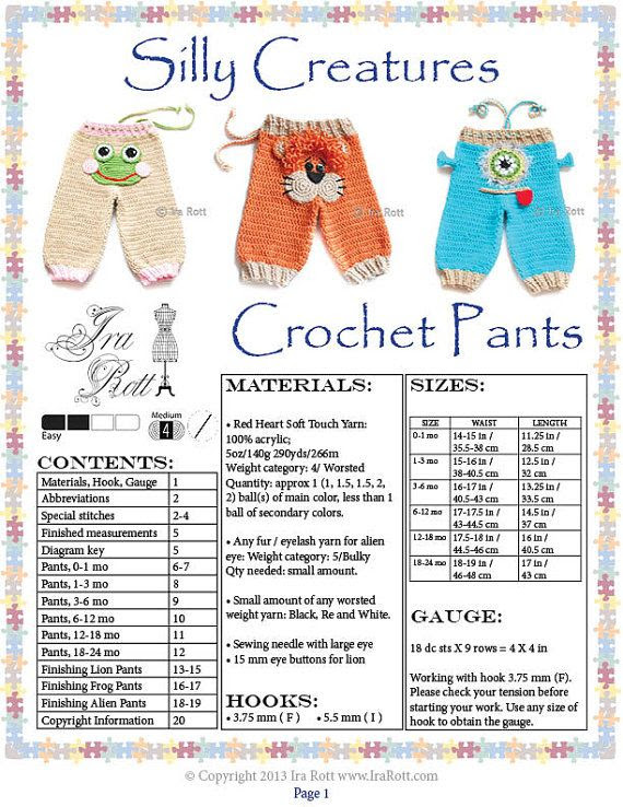 Alien $9.50 & Frog, pants &  Pants pattern Pattern monster crochet PDF Crochet Monster baby Lion Animal