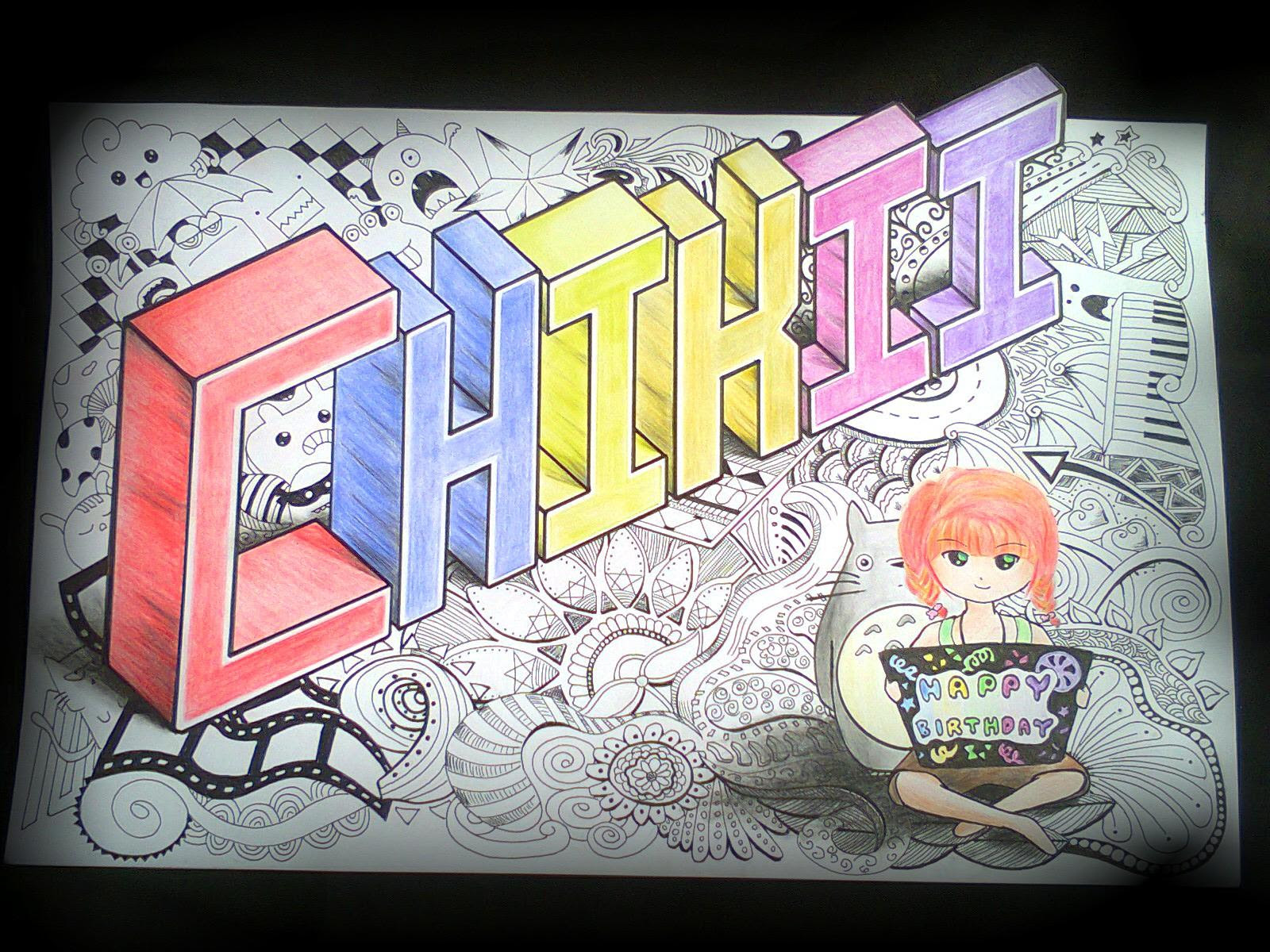 Happy Birthday Chikii 3d Doodle Art 0