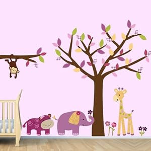 Amazon.com - Jungle Wall Decals, Baby Girl Decorations for Room ...