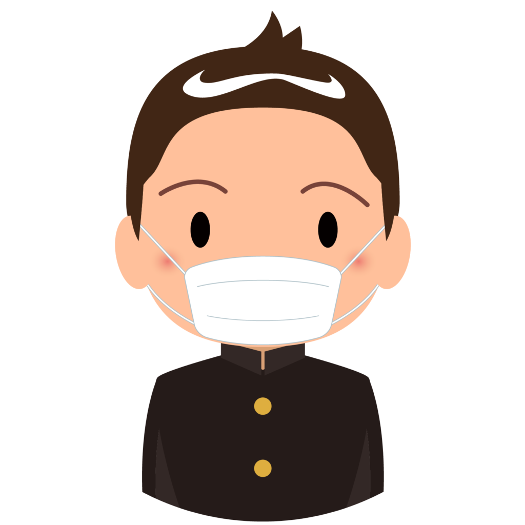 商用フリー 無料イラスト マスクをしている学生服の男の子 Sick014 商用ok フリー素材集 ナイスなイラスト