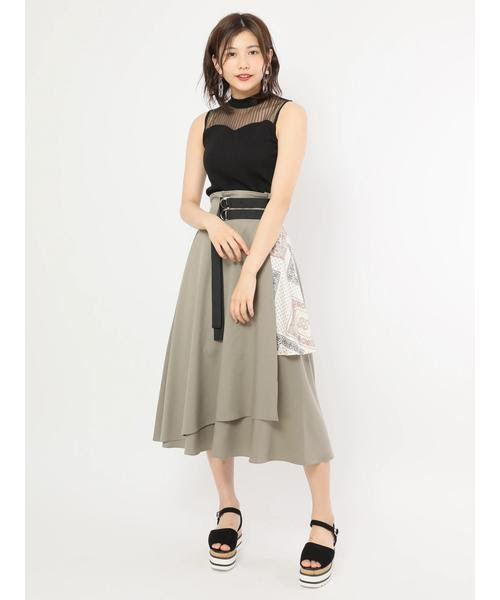 最も優遇の柄ブロッキングスカート スカート Mcbee セシルマクビー のファッション Cecil セール スカート Cecil