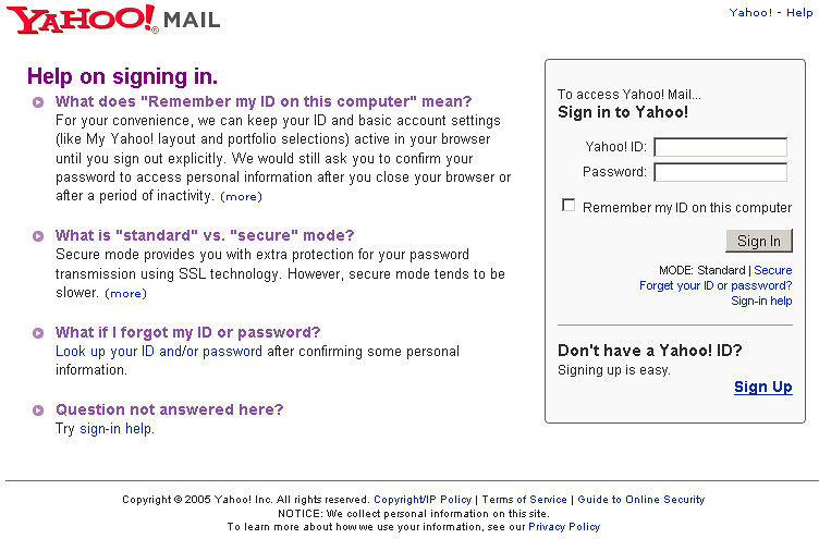 Yahoo login