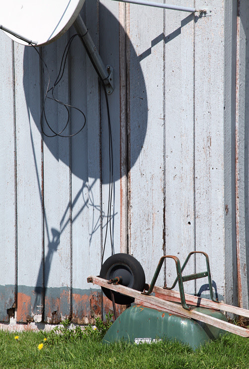 a wheelbarrow and grass and more, Kasaan, Alaska