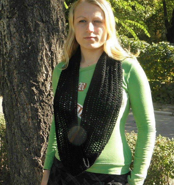 Cowl neck Scarf Cotton warmer black