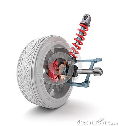 Wheel, Shock Absorber And Brake Pads Stock Image - Image: 31914211