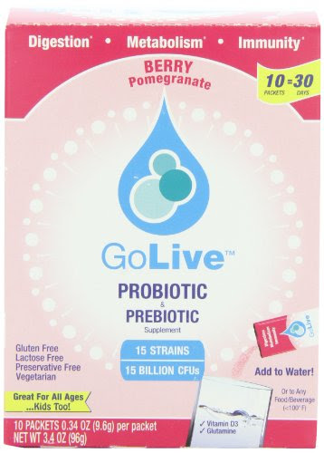 Golive Berry Probiotic and Prebiotic Supplement Blend, Pomegranate, 10-Count