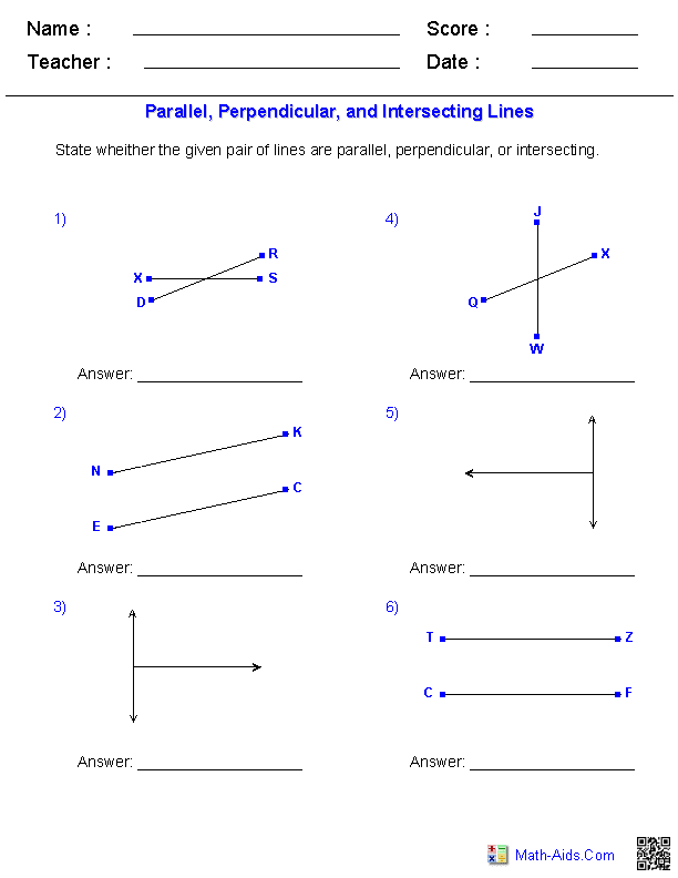 Slopes of parallel and perpendicular lines worksheet answers