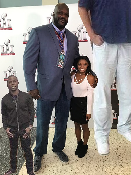 Womanlet Olympic champ Simone Biles standing next to Shaq ...