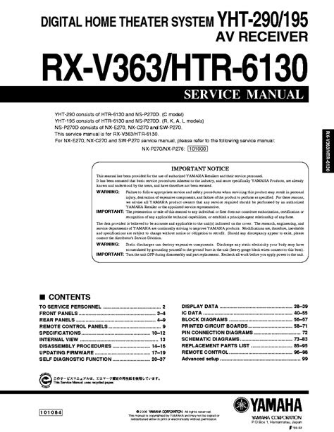 PDF Yamaha Rx V363 Htr 6130 Service Manual