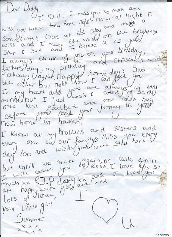 La lettera perduta di una figlia al papà morto
