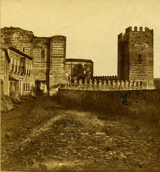 Puerta de San Ildefonso hacia 1858. Fotografía estereoscópica editada por  Chez Alexis Gaudin et frère. Propiedad de Carlos Sánchez Gómez