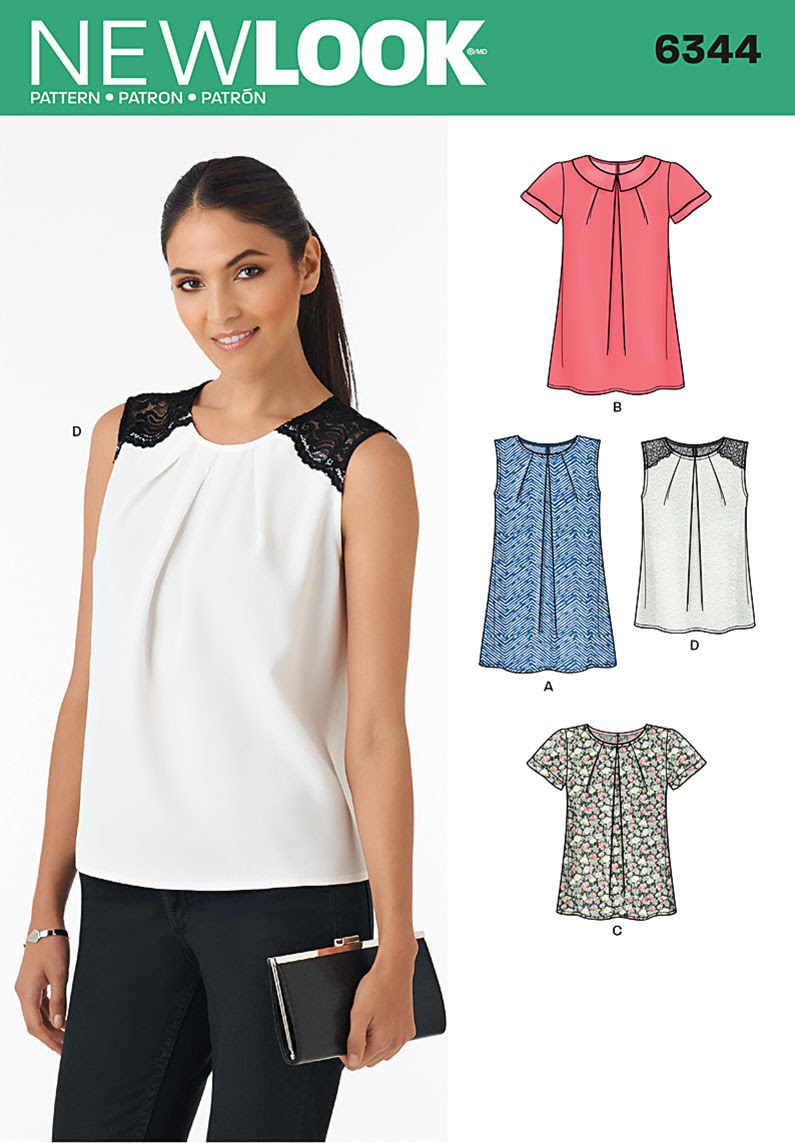 patterns new look tops 6344 misses tops in two lengths new look 6344 ...