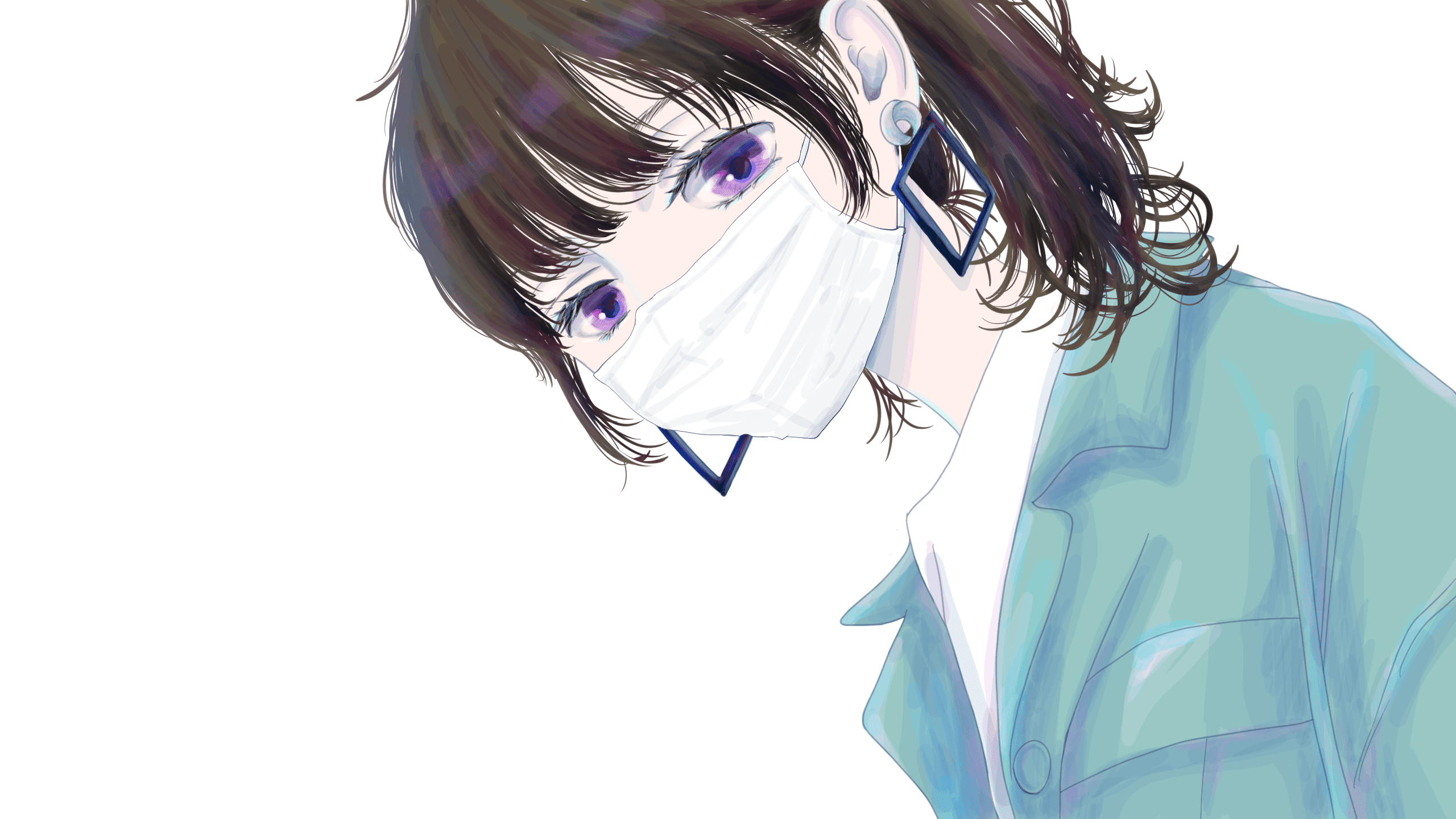 女の子イラスト14 マスク有り 無し ミカスケのお絵描き