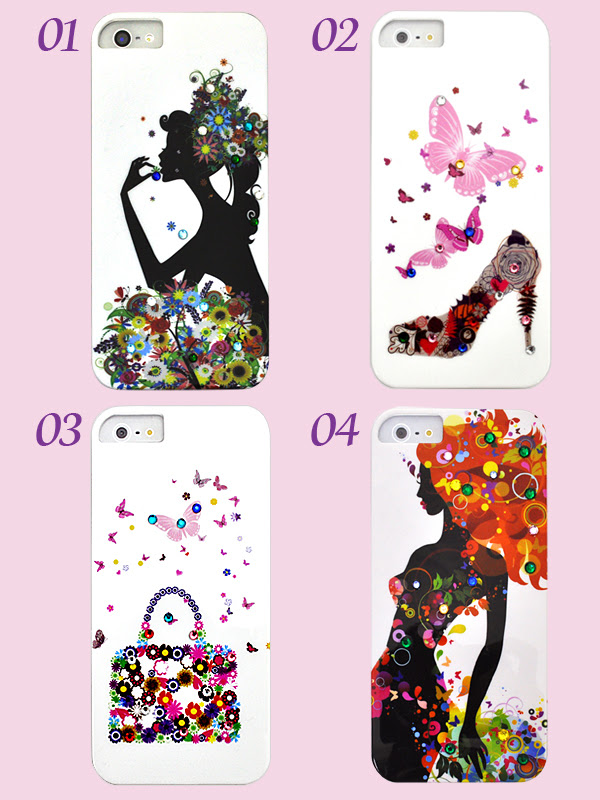 Iphone5用ガーリーデザインケース ラインストーンを散りばめたキュートなガーリーデザインケース衝撃やキズ 埃などからiphone5をしっかりと守ります 充電やヘッドフォンジャックの接続 カメラや各種ボタンの操作もケースに入れたまま操作可能